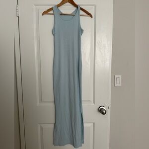 Baby blue pastel long bodycon dress